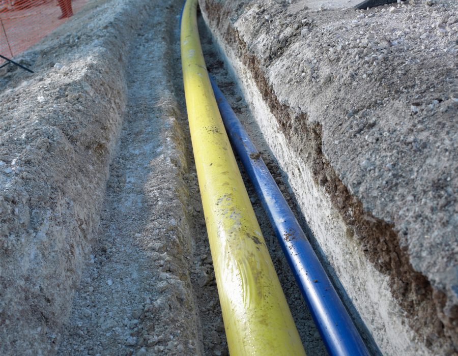 Pipes underground at construction site